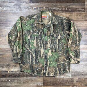 Vintage Winchester Rebark Camouflage Thick Button Up Shirt Mens Medium Hunting